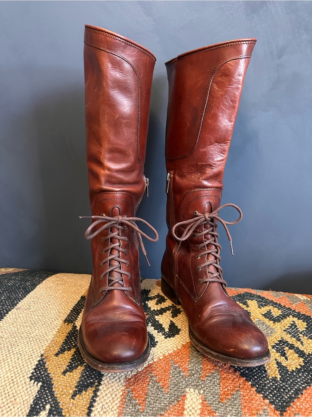 Frye Women's Tall Lace-Up Boots - Chestnut